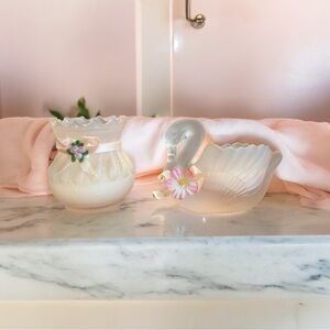 Vintage Pink Frosted Glass Votive Holders / Bud Vases - Set of 2 (George Good GG